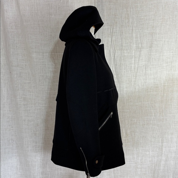 ZARA Trafaluc black wool duffle coat with silver-toned hardware - so awesome - Picture 8 of 10